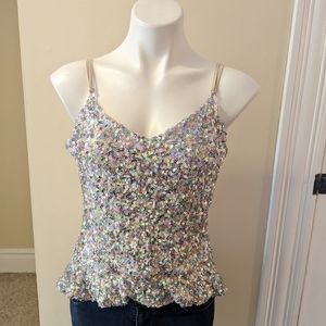 Generation K pastel color sequin tank top with ruffle size small